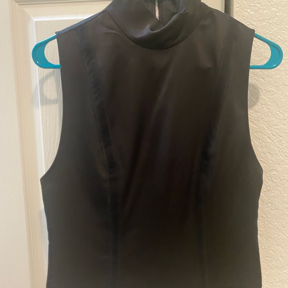 Zara Black Sleeveless Mock Neck Top
